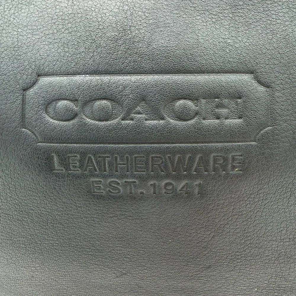 Coach Black Leather Cosmetic Case w Hangtag Embossed Logo EUC